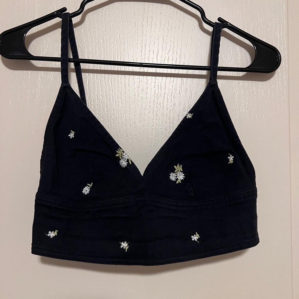 Urban Outfitters Black Floral Crop Top